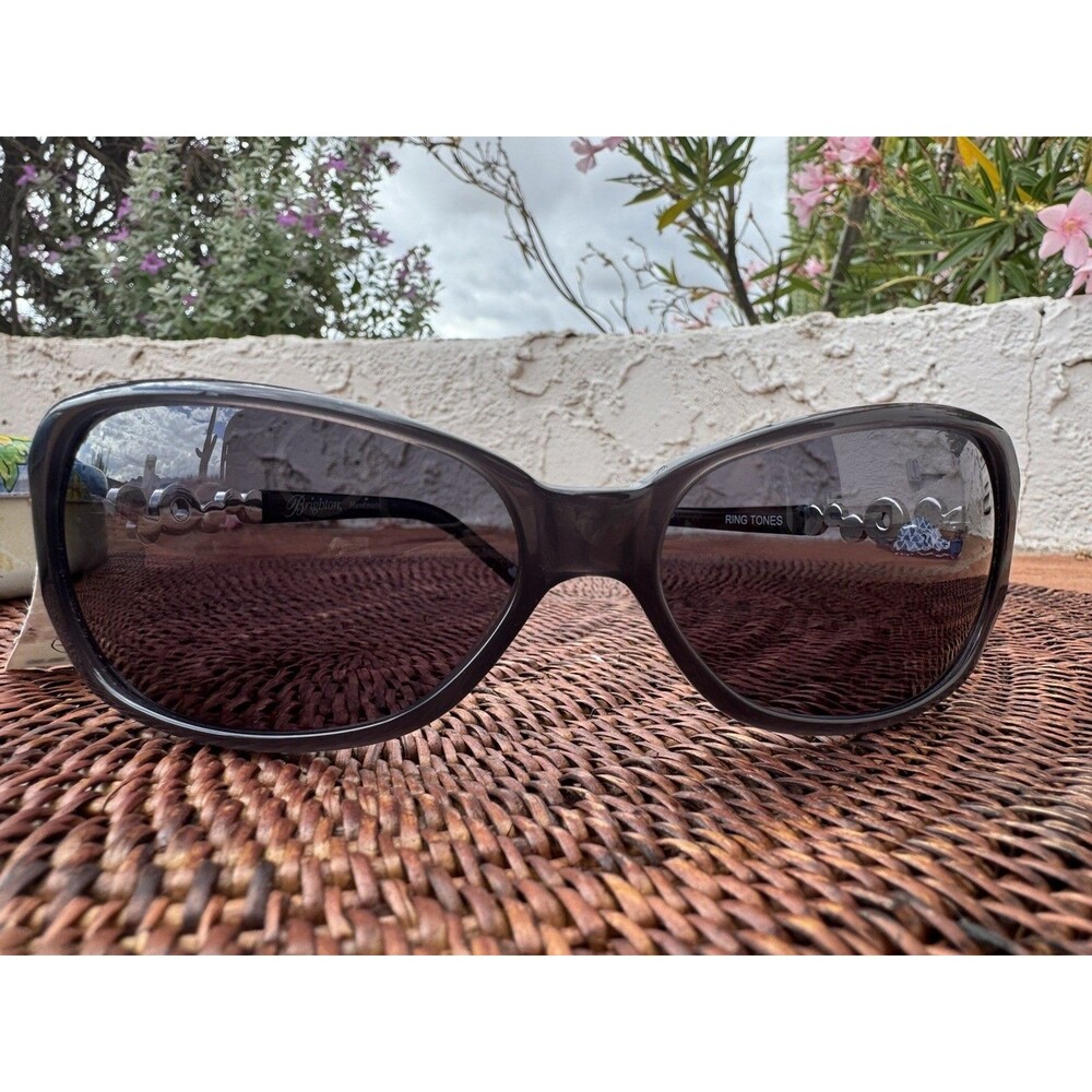 Brighton Dark Gray Ring Tones Sunglasses Crystal/Silver Plated Temple UVA/UVB